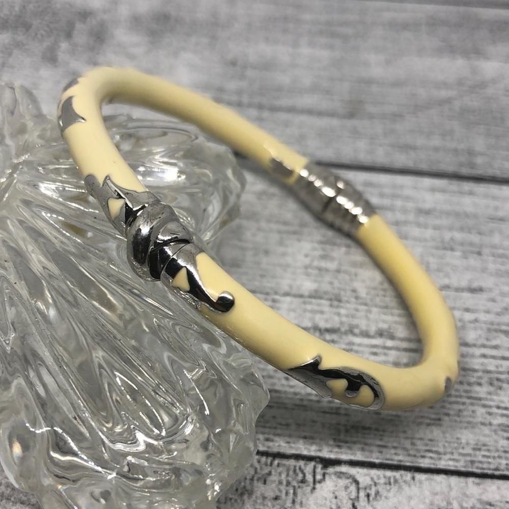 VINTAGE enamel and sterling silver 925 Italy clamper bracelet statement